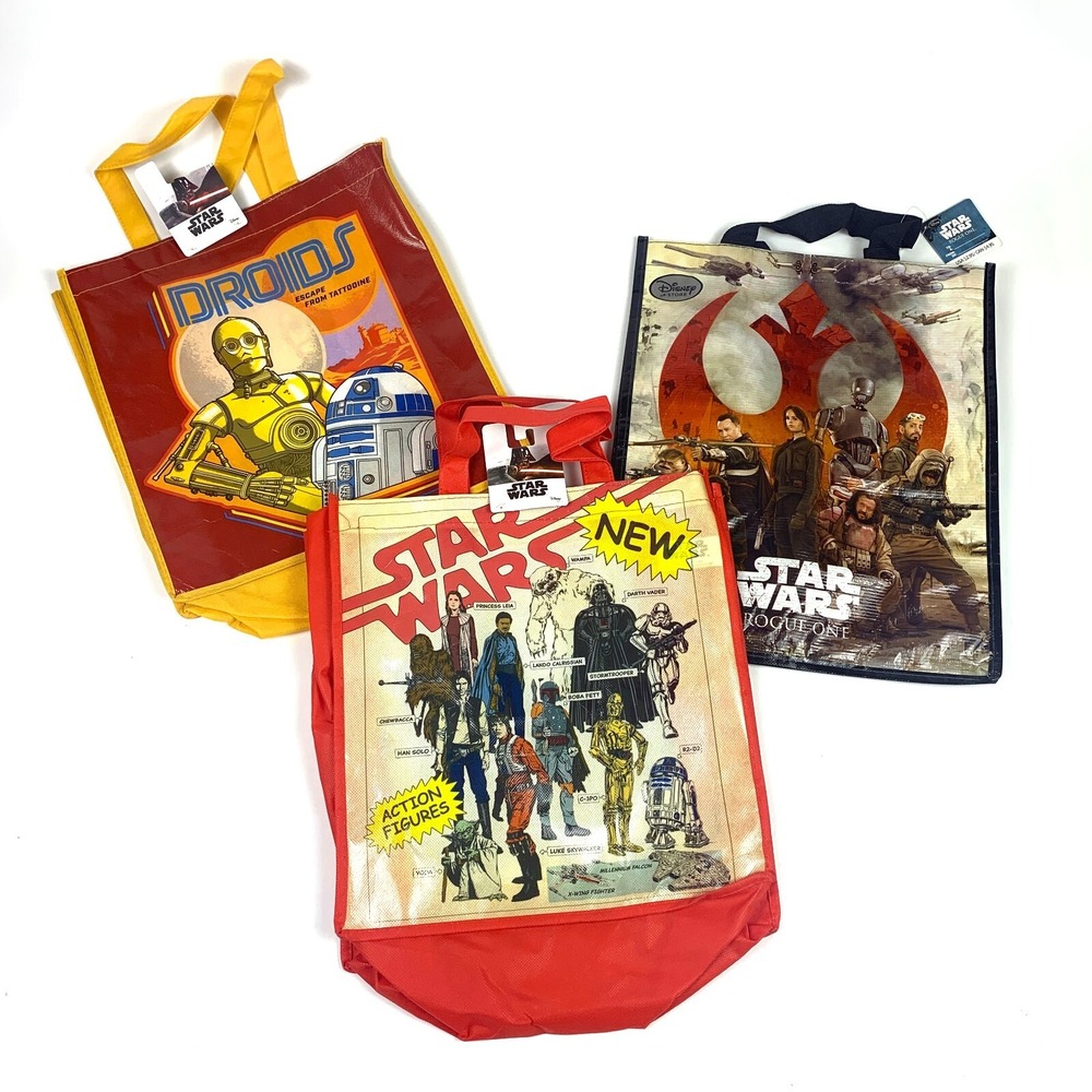 Disney Star Wars Lot of 3 Reusable Bags‎ Rogue One Droids Vintage Action Figures
